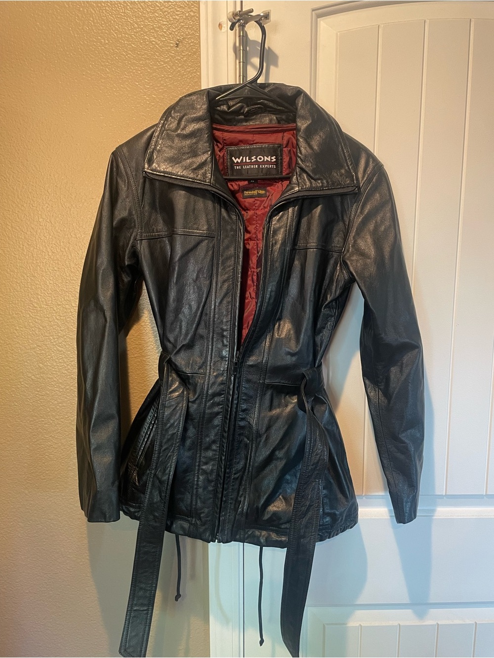 Vintage Wilson Koop Black Leather Belted Jacket with thinsulate Lining - Women's